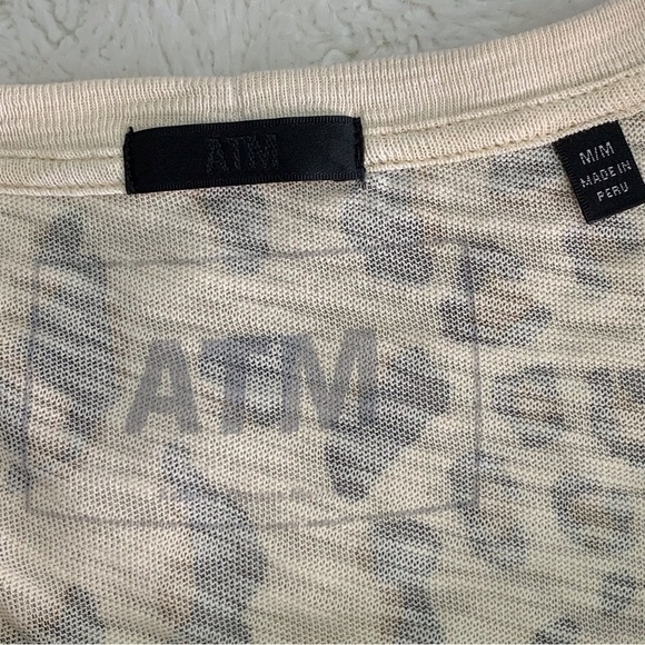 ATM Women's Natural Mixed Leopard Long Sleeve Tee Silver Pavement Size Medium - Picture 16 of 16